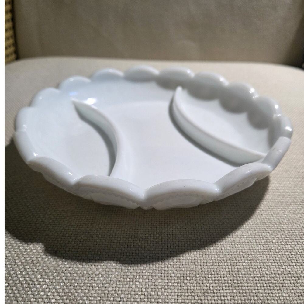 Vintage Kemple Milk Glass Moon & Stars Divided Relish Dish